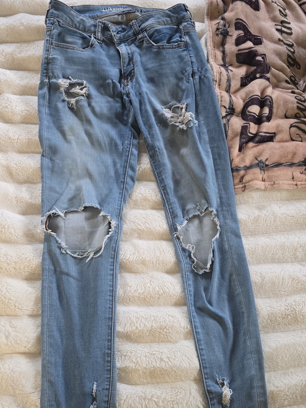 American Eagle Outfitters Light Blue Ripped Skinny Jeans